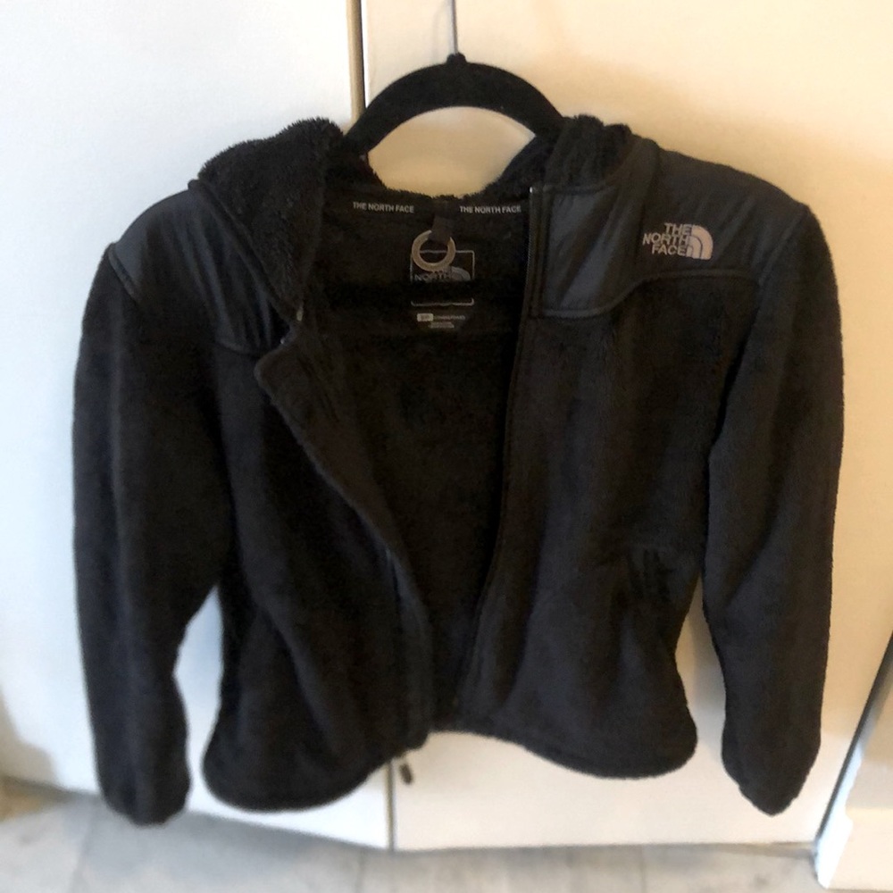 Black North Face fuzzy jacket